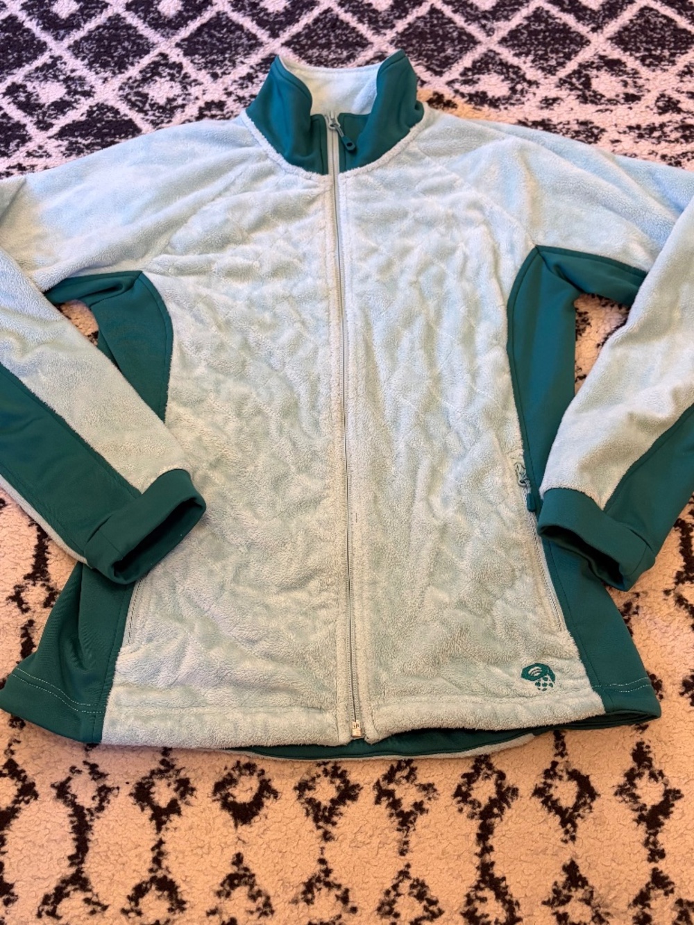 NWOT Mountain Hardwear Jacket Women M Teal Fleece Full Zip Hiking Outdoor Fall